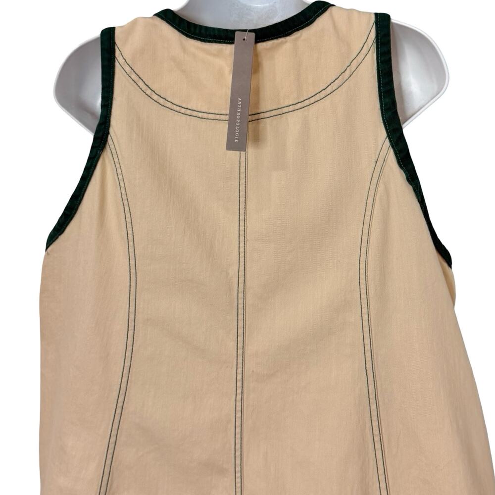 Anthropologie Pilcro Cream Green Zip Denim Mini Trapeze Dress size 1X NEW Tags - Picture 9 of 13